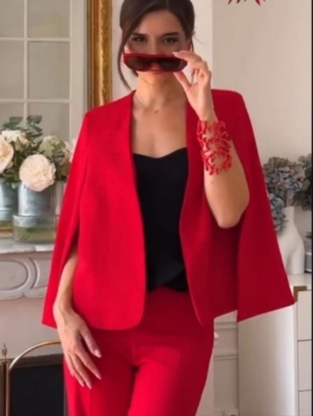 ZARA CAPE BLAZER JACKET RED SIZE S - Picture 6 of 16